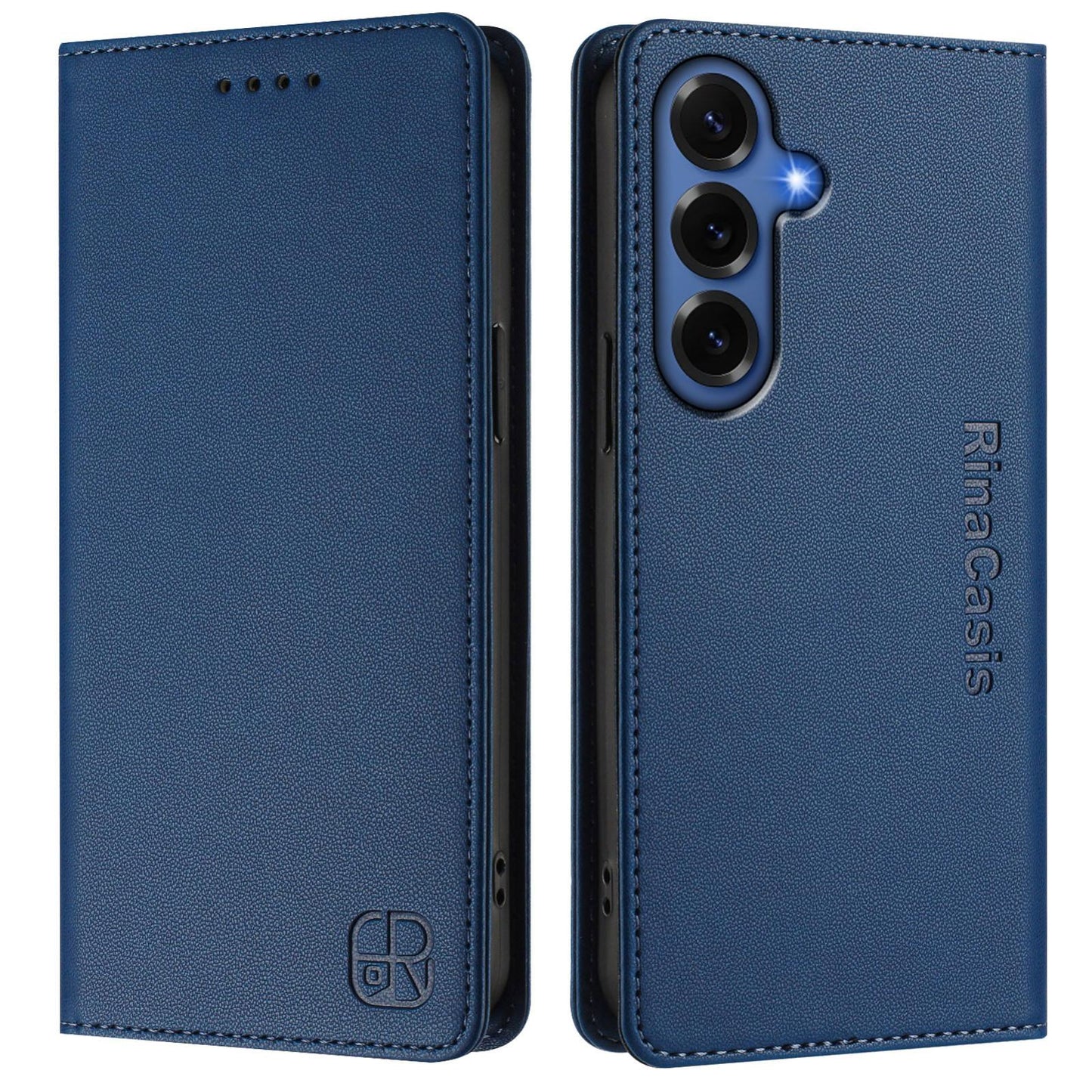 Samsung Galaxy S26+ 5G Dual-Folded Magnetic Suction RFID Blocking PU Leather Wallet Phone Case with Card Slots, Cash Pocket, Kickstand, Full Protective Flip Cover