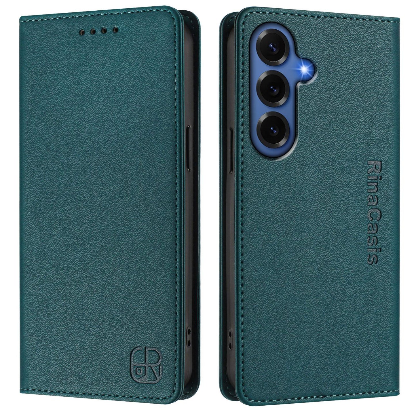 Samsung Galaxy S26+ 5G Dual-Folded Magnetic Suction RFID Blocking PU Leather Wallet Phone Case with Card Slots, Cash Pocket, Kickstand, Full Protective Flip Cover