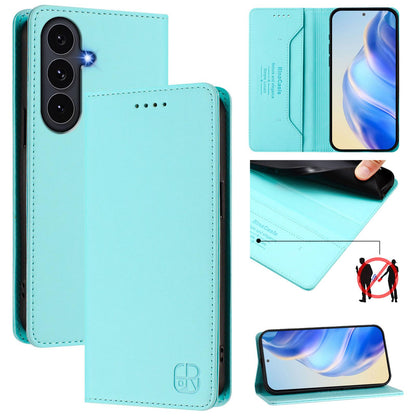Samsung Galaxy S26 FE 5G Dual-Folded Magnetic Suction RFID Blocking PU Leather Wallet Phone Case with Card Slots, Cash Pocket, Kickstand, Full Protective Flip Cover
