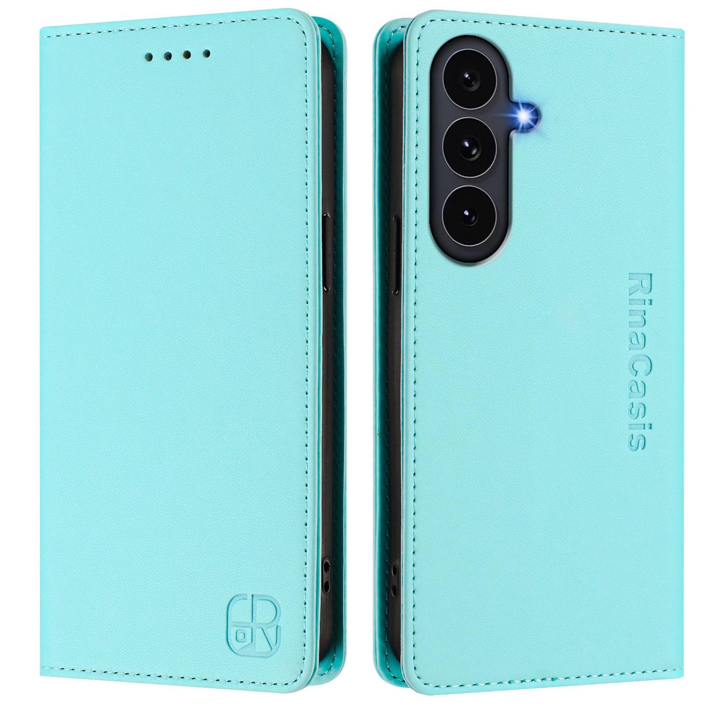 Samsung Galaxy S26 FE 5G Dual-Folded Magnetic Suction RFID Blocking PU Leather Wallet Phone Case with Card Slots, Cash Pocket, Kickstand, Full Protective Flip Cover