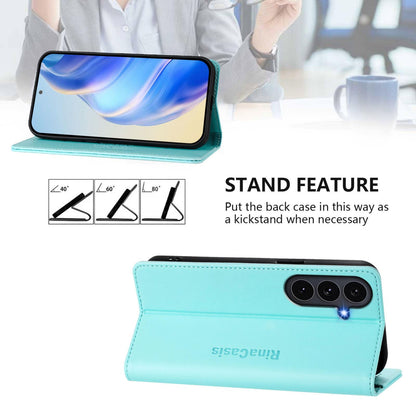Samsung Galaxy S26 FE 5G Dual-Folded Magnetic Suction RFID Blocking PU Leather Wallet Phone Case with Card Slots, Cash Pocket, Kickstand, Full Protective Flip Cover