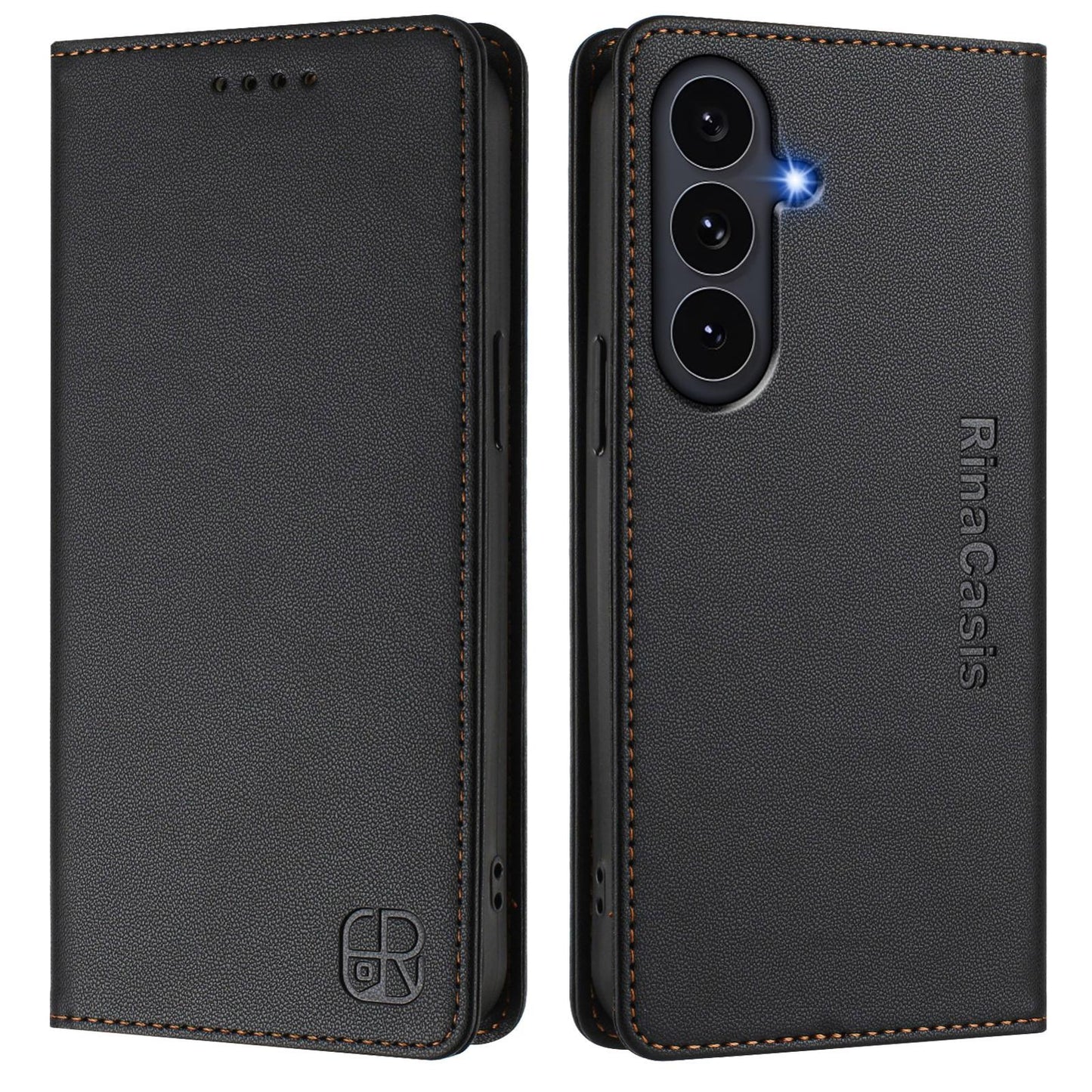 Samsung Galaxy S26 FE 5G Dual-Folded Magnetic Suction RFID Blocking PU Leather Wallet Phone Case with Card Slots, Cash Pocket, Kickstand, Full Protective Flip Cover