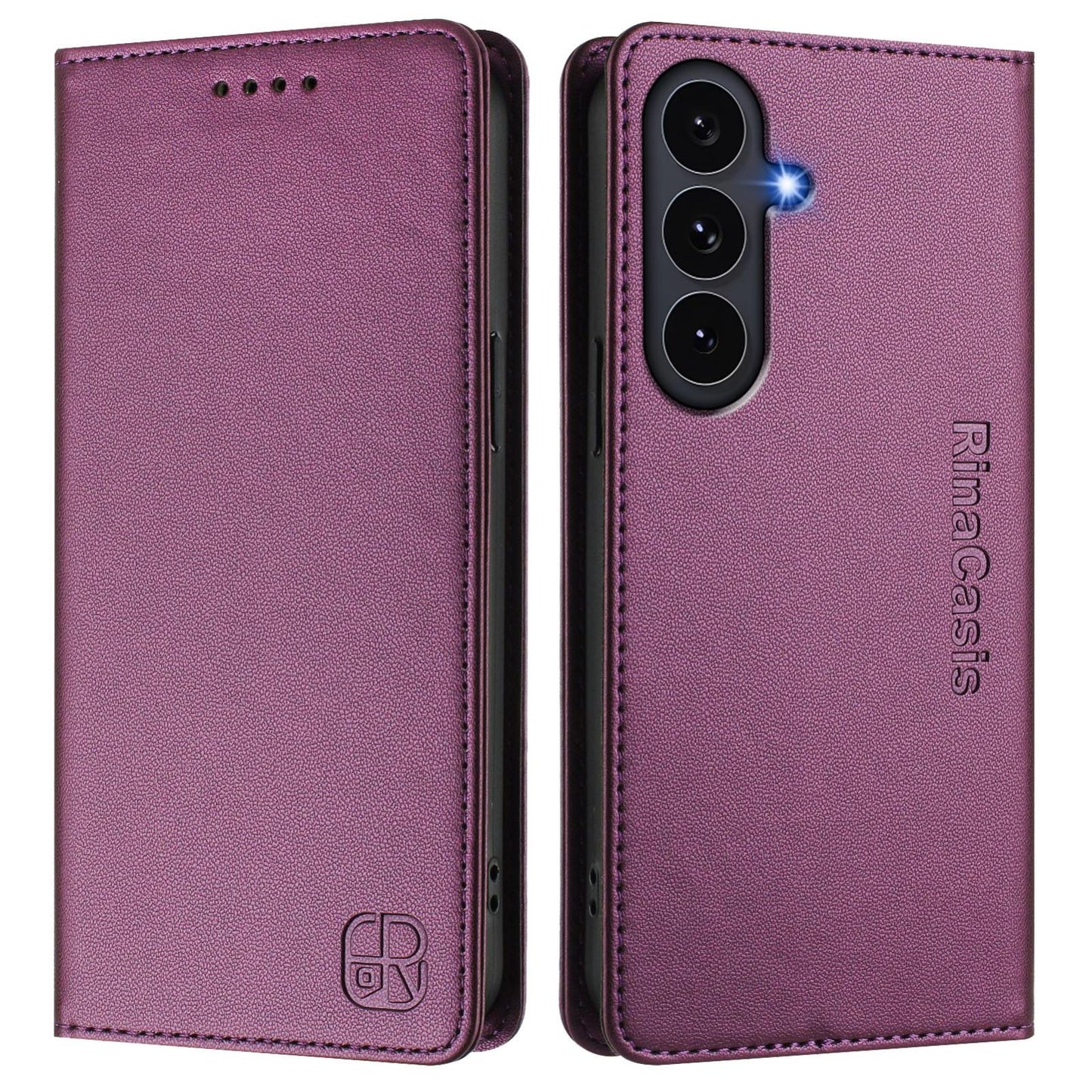 Samsung Galaxy S26 FE 5G Dual-Folded Magnetic Suction RFID Blocking PU Leather Wallet Phone Case with Card Slots, Cash Pocket, Kickstand, Full Protective Flip Cover