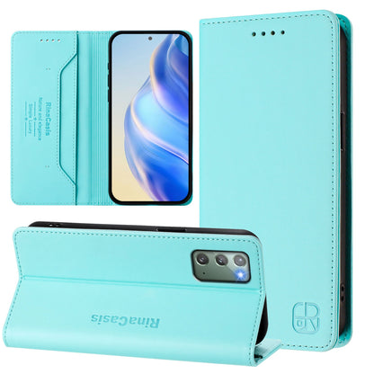 Samsung Galaxy Note20 Dual-Folded Magnetic Suction RFID Blocking PU Leather Wallet Phone Case with Card Slots, Cash Pocket, Kickstand, Full Protective Flip Cover