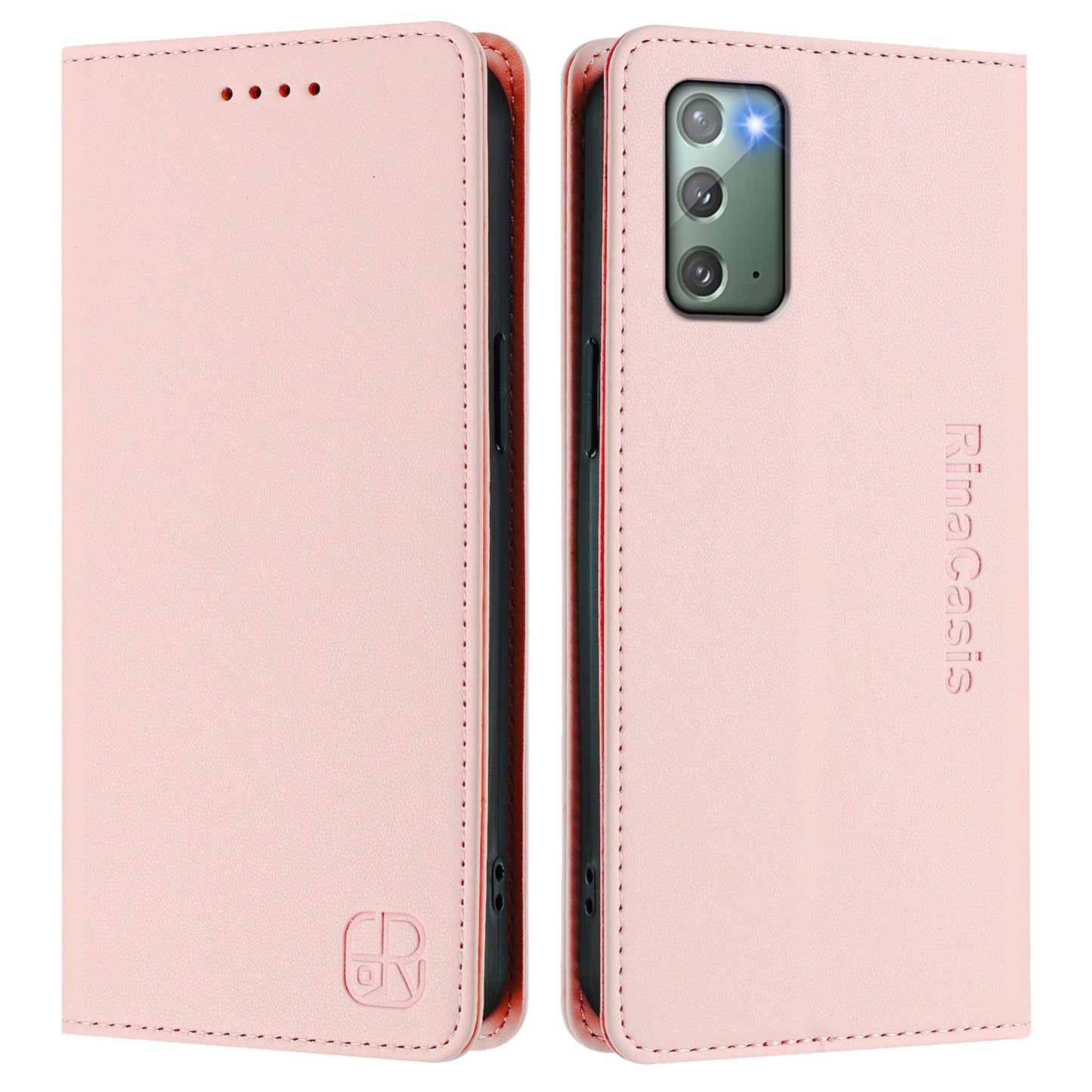 Samsung Galaxy Note20 Dual-Folded Magnetic Suction RFID Blocking PU Leather Wallet Phone Case with Card Slots, Cash Pocket, Kickstand, Full Protective Flip Cover
