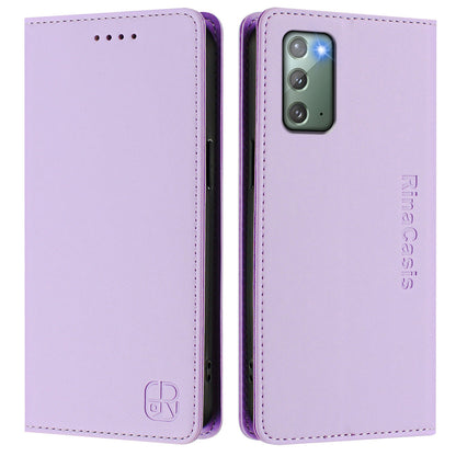Samsung Galaxy Note20 Dual-Folded Magnetic Suction RFID Blocking PU Leather Wallet Phone Case with Card Slots, Cash Pocket, Kickstand, Full Protective Flip Cover