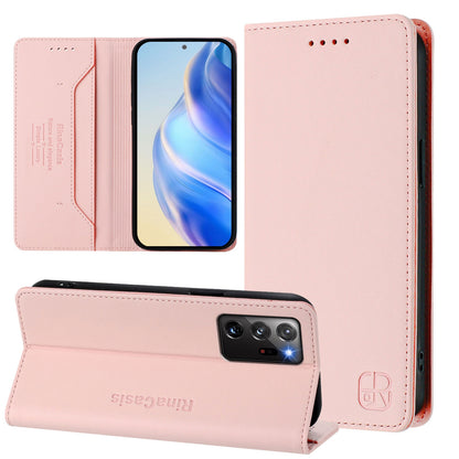 Samsung Galaxy Note20 Ultra Dual-Folded Magnetic Suction RFID Blocking PU Leather Wallet Phone Case with Card Slots, Cash Pocket, Kickstand, Full Protective Flip Cover