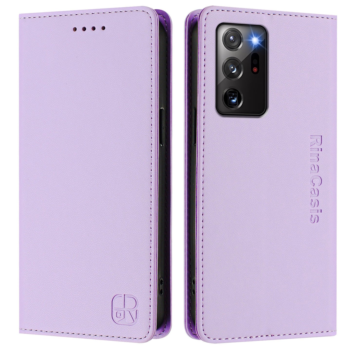 Samsung Galaxy Note20 Ultra Dual-Folded Magnetic Suction RFID Blocking PU Leather Wallet Phone Case with Card Slots, Cash Pocket, Kickstand, Full Protective Flip Cover