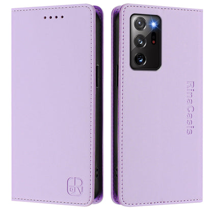 Samsung Galaxy Note20 Ultra Dual-Folded Magnetic Suction RFID Blocking PU Leather Wallet Phone Case with Card Slots, Cash Pocket, Kickstand, Full Protective Flip Cover