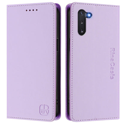 Samsung Galaxy Note10 Dual-Folded Magnetic Suction RFID Blocking PU Leather Wallet Phone Case with Card Slots, Cash Pocket, Kickstand, Full Protective Flip Cover