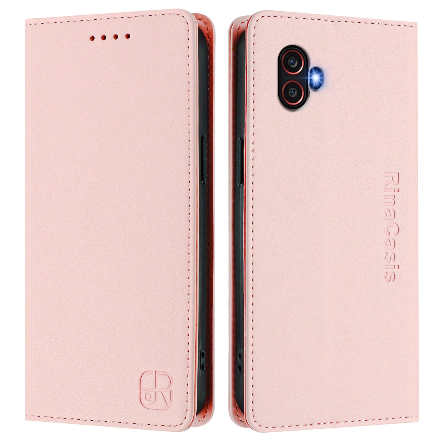 Samsung Galaxy XCover 6 Pro Dual-Folded Magnetic Suction RFID Blocking PU Leather Wallet Phone Case with Card Slots, Cash Pocket, Kickstand, Full Protective Flip Cover
