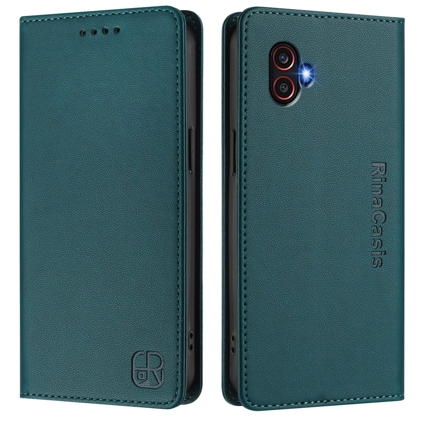 Samsung Galaxy XCover 6 Pro Dual-Folded Magnetic Suction RFID Blocking PU Leather Wallet Phone Case with Card Slots, Cash Pocket, Kickstand, Full Protective Flip Cover