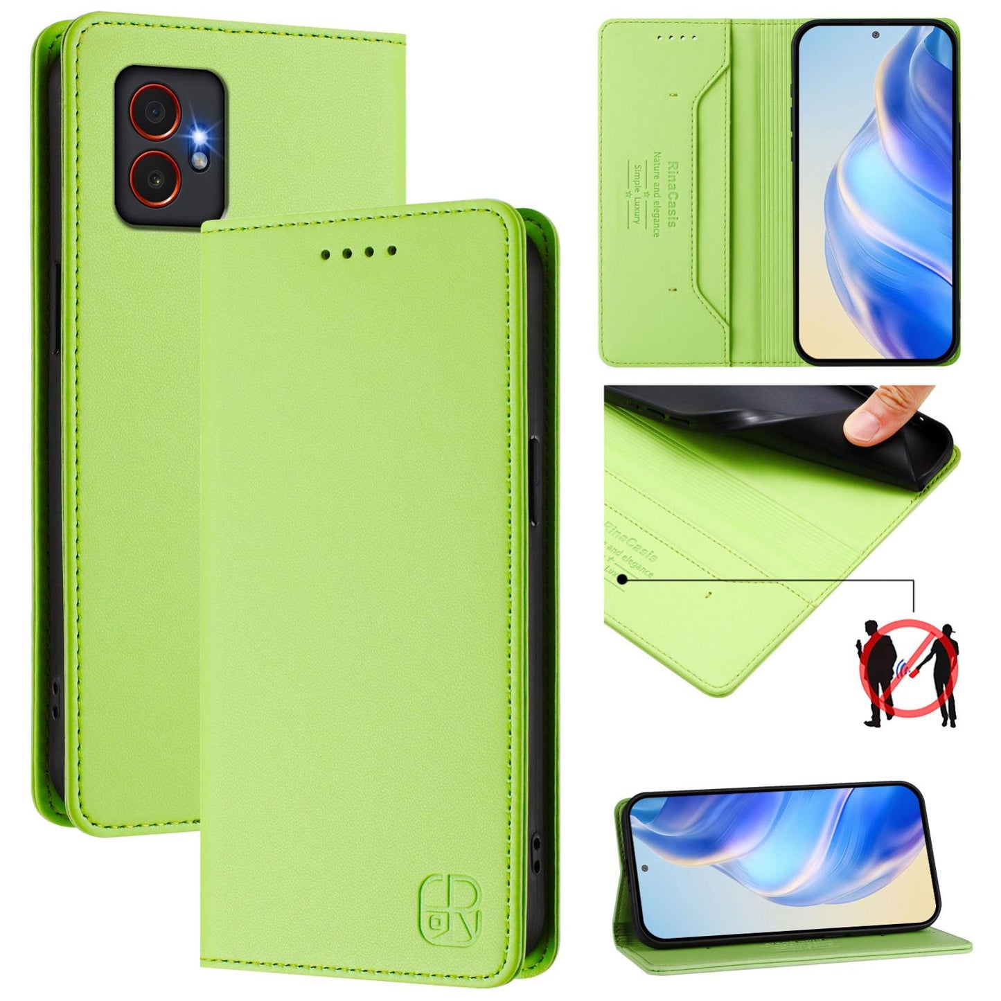 Samsung Galaxy XCover7 Pro Dual-Folded Magnetic Suction RFID Blocking PU Leather Wallet Phone Case with Card Slots, Cash Pocket, Kickstand, Full Protective Flip Cover