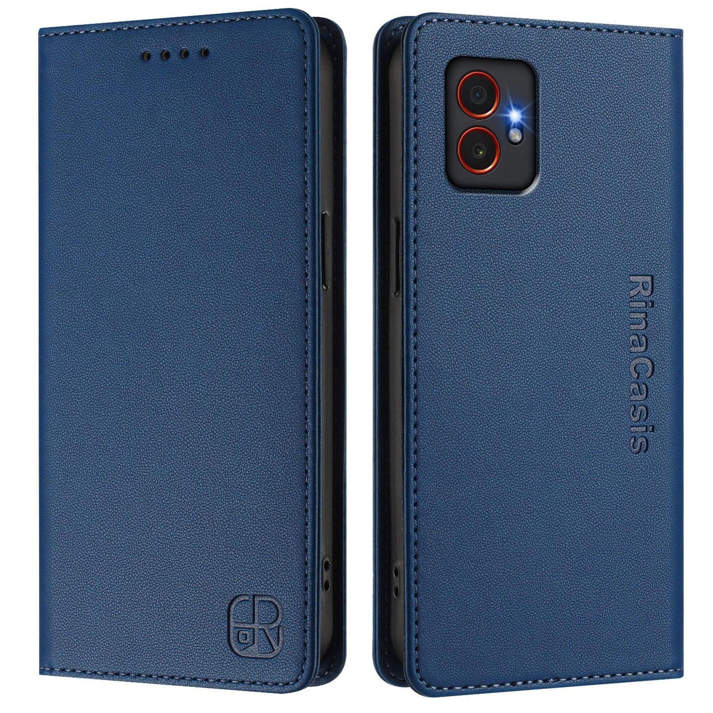 Samsung Galaxy XCover7 Pro Dual-Folded Magnetic Suction RFID Blocking PU Leather Wallet Phone Case with Card Slots, Cash Pocket, Kickstand, Full Protective Flip Cover