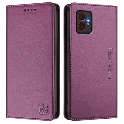 Samsung Galaxy XCover7 Pro Dual-Folded Magnetic Suction RFID Blocking PU Leather Wallet Phone Case with Card Slots, Cash Pocket, Kickstand, Full Protective Flip Cover