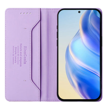 Samsung Galaxy M35 5G Dual-Folded Magnetic Suction RFID Blocking PU Leather Wallet Phone Case with Card Slots, Cash Pocket, Kickstand, Full Protective Flip Cover