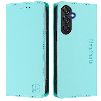 Samsung Galaxy C55 5G Dual-Folded Magnetic Suction RFID Blocking PU Leather Wallet Phone Case with Card Slots, Cash Pocket, Kickstand, Full Protective Flip Cover