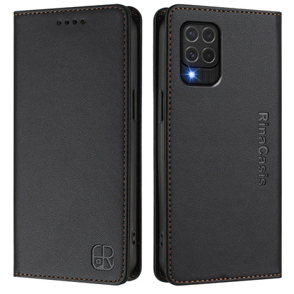 Samsung Galaxy M62 Dual-Folded Magnetic Suction RFID Blocking PU Leather Wallet Phone Case with Card Slots, Cash Pocket, Kickstand, Full Protective Flip Cover