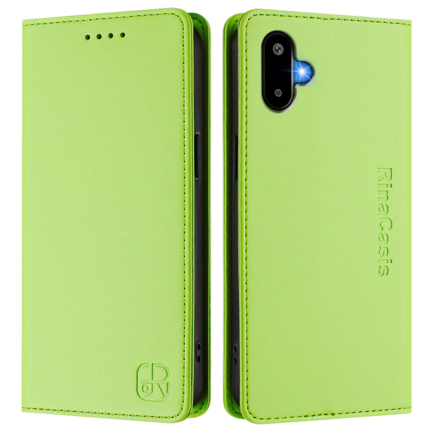 Samsung Galaxy F06 5G Dual-Folded Magnetic Suction RFID Blocking PU Leather Wallet Phone Case with Card Slots, Cash Pocket, Kickstand, Full Protective Flip Cover