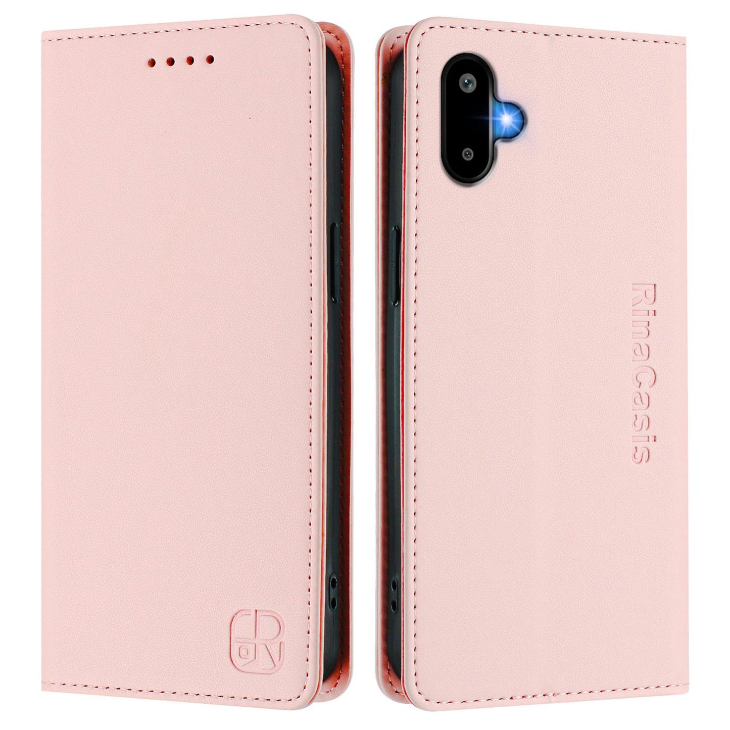 Samsung Galaxy M06 5G Dual-Folded Magnetic Suction RFID Blocking PU Leather Wallet Phone Case with Card Slots, Cash Pocket, Kickstand, Full Protective Flip Cover