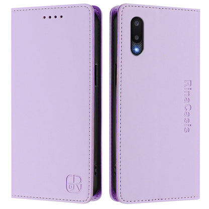 Samsung Galaxy A02 Dual-Folded Magnetic Suction RFID Blocking PU Leather Wallet Phone Case with Card Slots, Cash Pocket, Kickstand, Full Protective Flip Cover