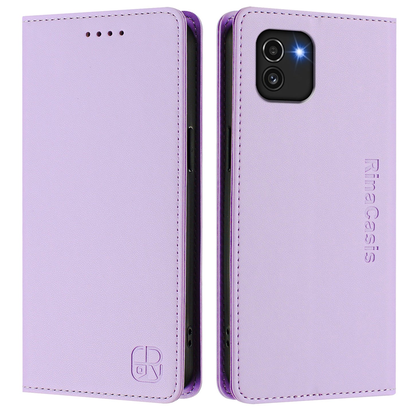 Samsung Galaxy A03 166mm Dual-Folded Magnetic Suction RFID Blocking PU Leather Wallet Phone Case with Card Slots, Cash Pocket, Kickstand, Full Protective Flip Cover