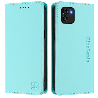 Samsung Galaxy A03 164mm Dual-Folded Magnetic Suction RFID Blocking PU Leather Wallet Phone Case with Card Slots, Cash Pocket, Kickstand, Full Protective Flip Cover