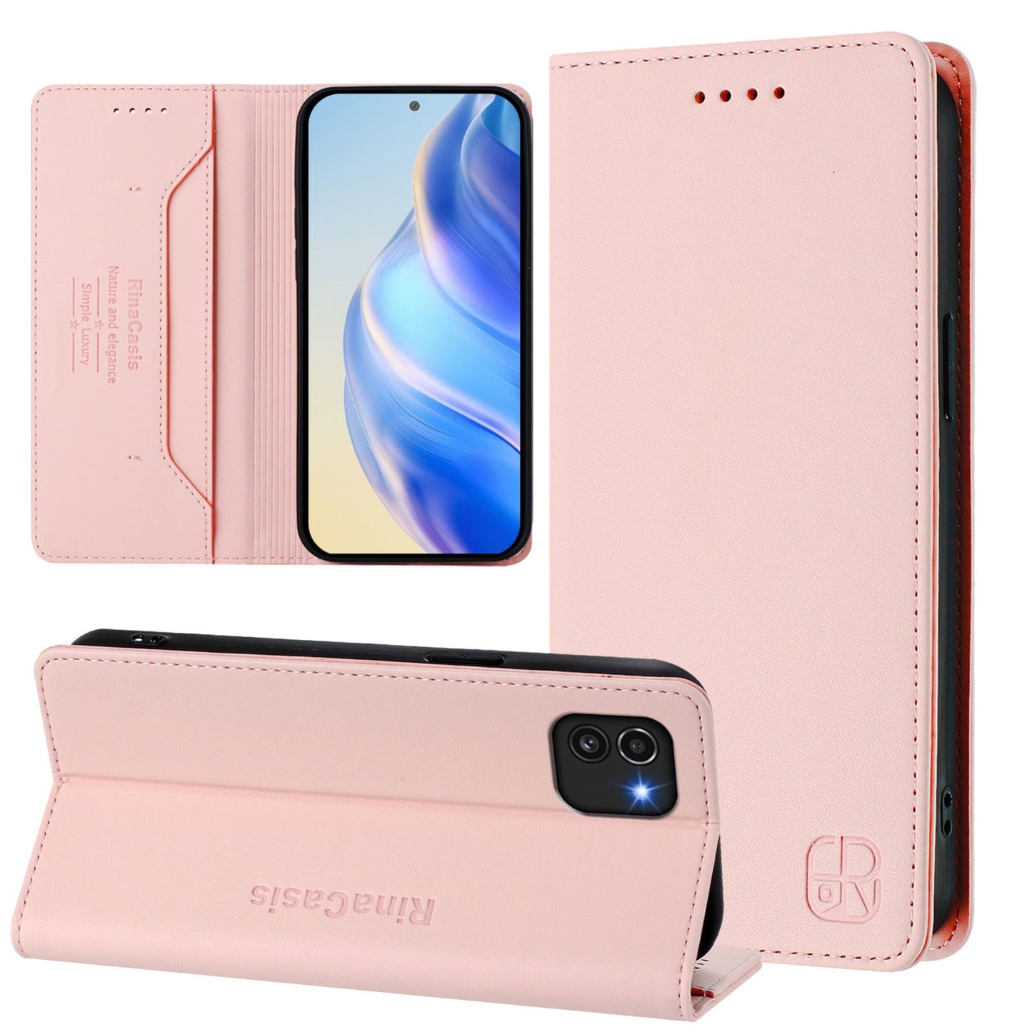Samsung Galaxy A03 164mm Dual-Folded Magnetic Suction RFID Blocking PU Leather Wallet Phone Case with Card Slots, Cash Pocket, Kickstand, Full Protective Flip Cover