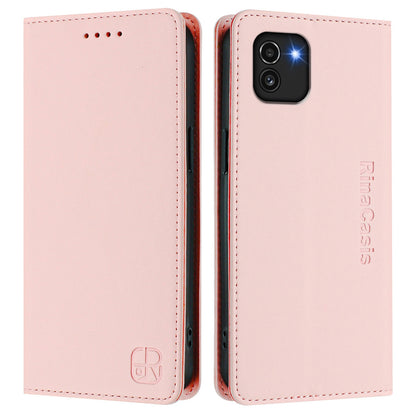 Samsung Galaxy A03 164mm Dual-Folded Magnetic Suction RFID Blocking PU Leather Wallet Phone Case with Card Slots, Cash Pocket, Kickstand, Full Protective Flip Cover