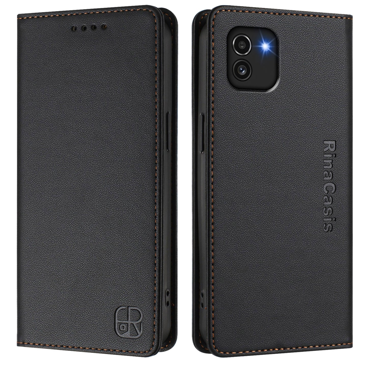 Samsung Galaxy A03 164mm Dual-Folded Magnetic Suction RFID Blocking PU Leather Wallet Phone Case with Card Slots, Cash Pocket, Kickstand, Full Protective Flip Cover