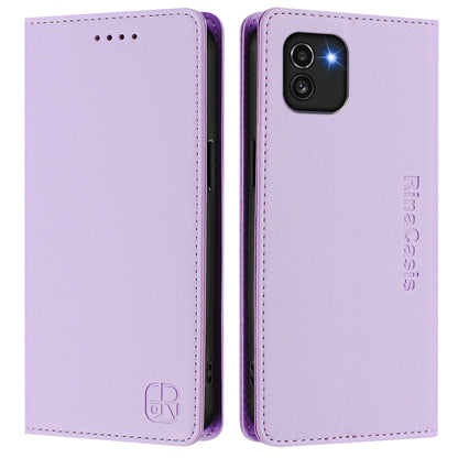 Samsung Galaxy A03 164mm Dual-Folded Magnetic Suction RFID Blocking PU Leather Wallet Phone Case with Card Slots, Cash Pocket, Kickstand, Full Protective Flip Cover