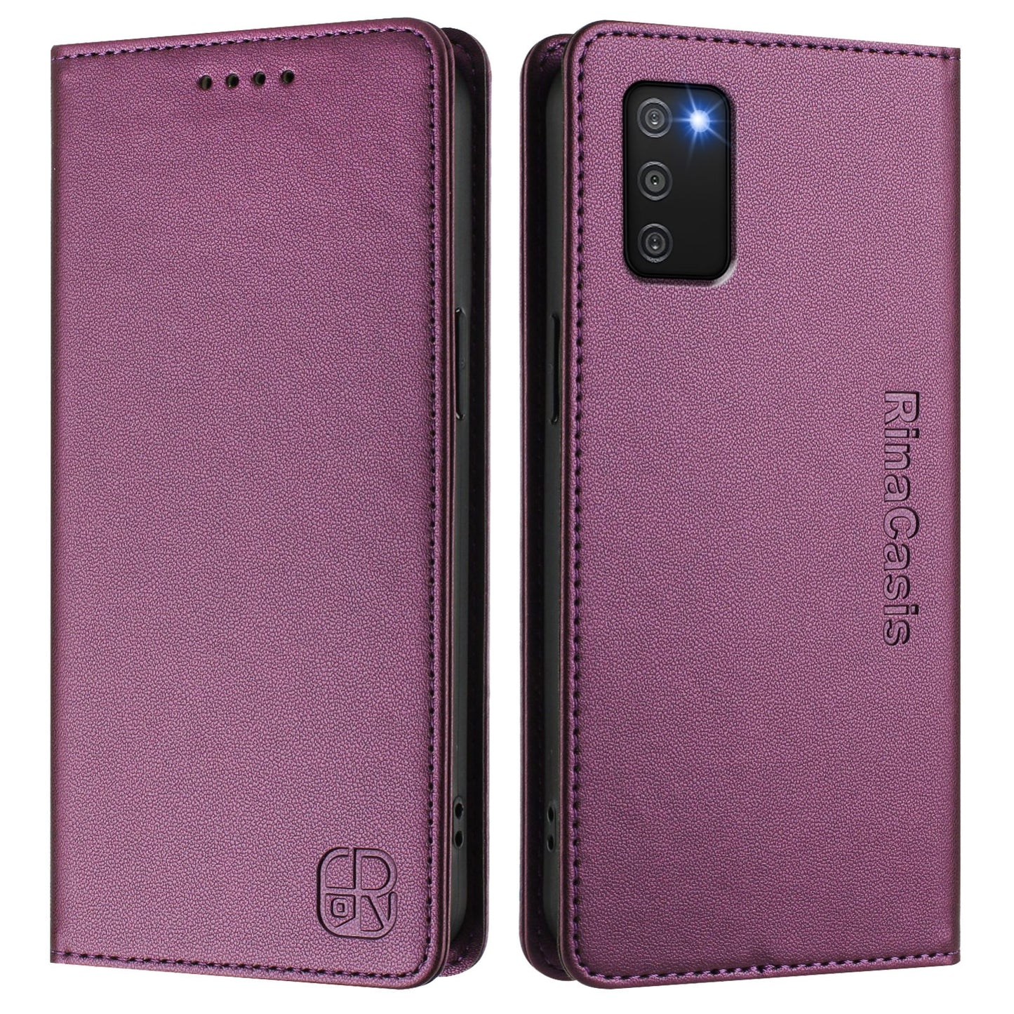Samsung Galaxy A03s 166mm Dual-Folded Magnetic Suction RFID Blocking PU Leather Wallet Phone Case with Card Slots, Cash Pocket, Kickstand, Full Protective Flip Cover