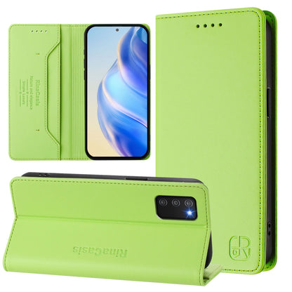 Samsung Galaxy A03s US 165.8mm Dual-Folded Magnetic Suction RFID Blocking PU Leather Wallet Phone Case with Card Slots, Cash Pocket, Kickstand, Full Protective Flip Cover