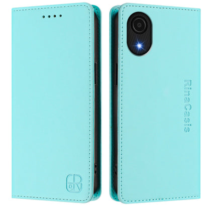 Samsung Galaxy A04 Core Dual-Folded Magnetic Suction RFID Blocking PU Leather Wallet Phone Case with Card Slots, Cash Pocket, Kickstand, Full Protective Flip Cover