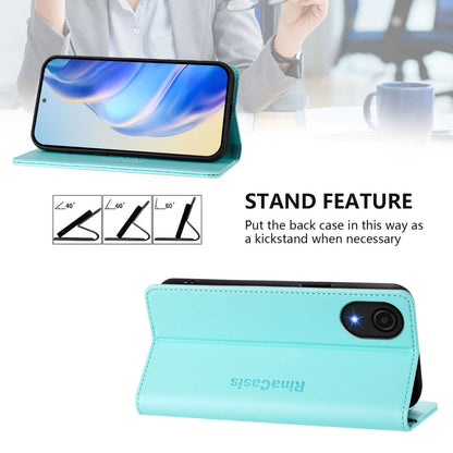 Samsung Galaxy A04 Core Dual-Folded Magnetic Suction RFID Blocking PU Leather Wallet Phone Case with Card Slots, Cash Pocket, Kickstand, Full Protective Flip Cover