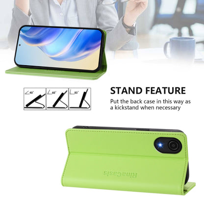 Samsung Galaxy A04 Core Dual-Folded Magnetic Suction RFID Blocking PU Leather Wallet Phone Case with Card Slots, Cash Pocket, Kickstand, Full Protective Flip Cover