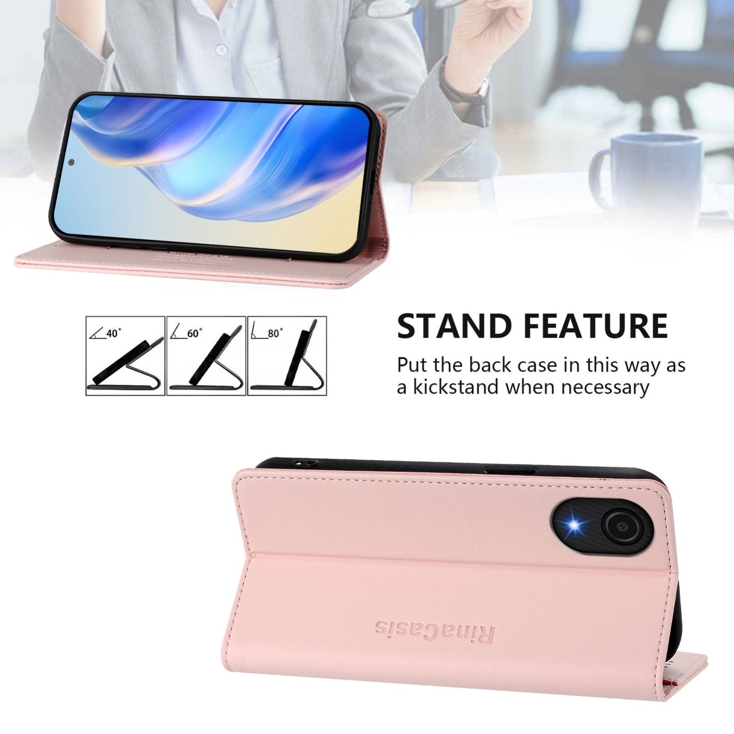 Samsung Galaxy A04 Core Dual-Folded Magnetic Suction RFID Blocking PU Leather Wallet Phone Case with Card Slots, Cash Pocket, Kickstand, Full Protective Flip Cover