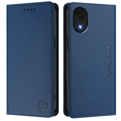 Samsung Galaxy A04 Core Dual-Folded Magnetic Suction RFID Blocking PU Leather Wallet Phone Case with Card Slots, Cash Pocket, Kickstand, Full Protective Flip Cover