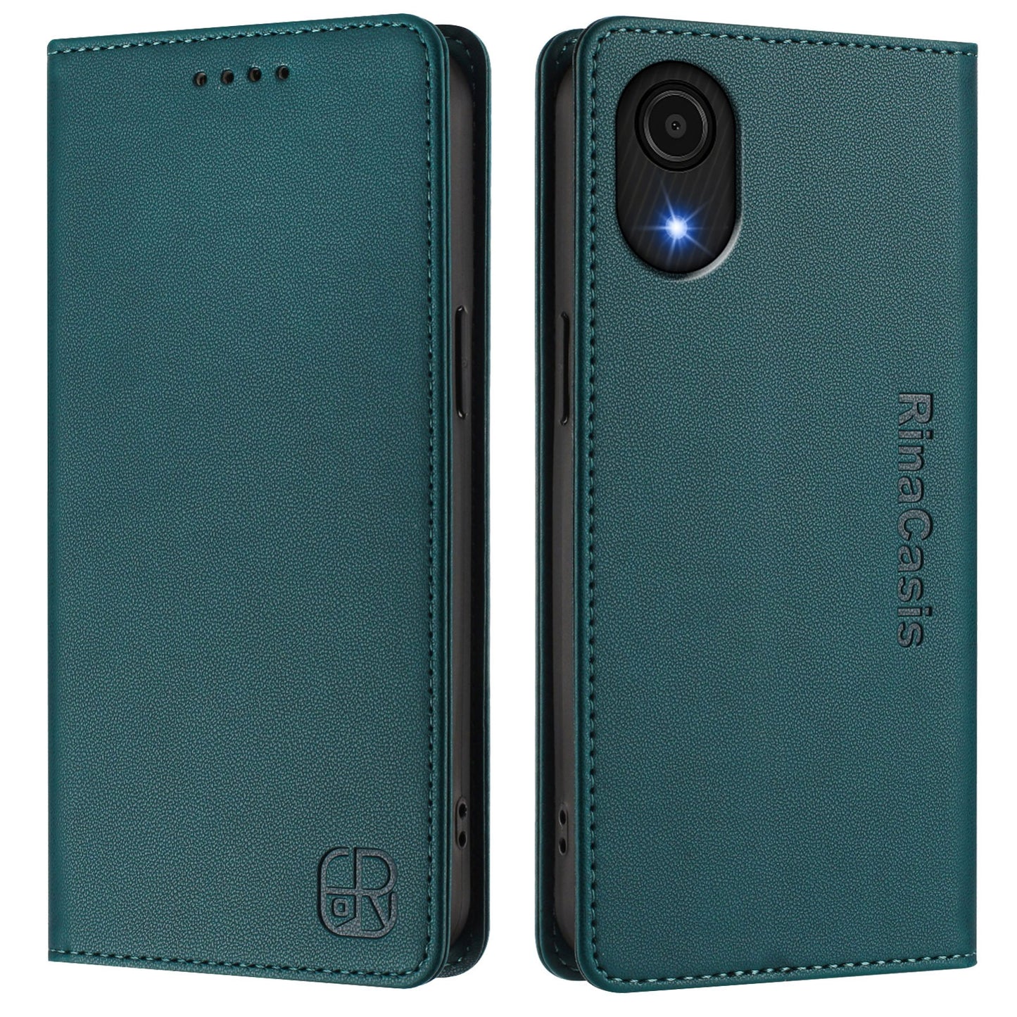 Samsung Galaxy A04 Core Dual-Folded Magnetic Suction RFID Blocking PU Leather Wallet Phone Case with Card Slots, Cash Pocket, Kickstand, Full Protective Flip Cover
