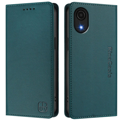 Samsung Galaxy A04 Core Dual-Folded Magnetic Suction RFID Blocking PU Leather Wallet Phone Case with Card Slots, Cash Pocket, Kickstand, Full Protective Flip Cover