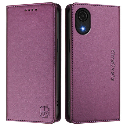 Samsung Galaxy A04 Core Dual-Folded Magnetic Suction RFID Blocking PU Leather Wallet Phone Case with Card Slots, Cash Pocket, Kickstand, Full Protective Flip Cover