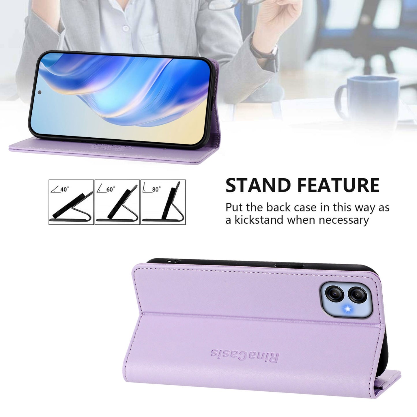 Samsung Galaxy A04e 4G Dual-Folded Magnetic Suction RFID Blocking PU Leather Wallet Phone Case with Card Slots, Cash Pocket, Kickstand, Full Protective Flip Cover