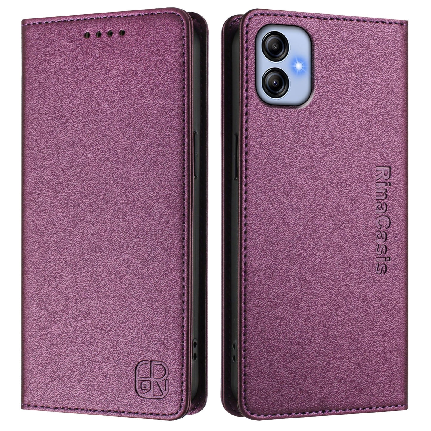 Samsung Galaxy A04e 4G Dual-Folded Magnetic Suction RFID Blocking PU Leather Wallet Phone Case with Card Slots, Cash Pocket, Kickstand, Full Protective Flip Cover