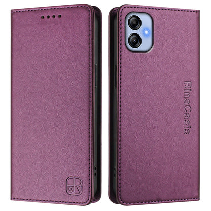 Samsung Galaxy A04e 4G Dual-Folded Magnetic Suction RFID Blocking PU Leather Wallet Phone Case with Card Slots, Cash Pocket, Kickstand, Full Protective Flip Cover