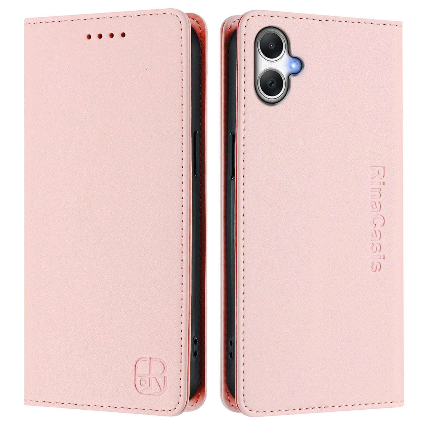 Samsung Galaxy A05 4G Dual-Folded Magnetic Suction RFID Blocking PU Leather Wallet Phone Case with Card Slots, Cash Pocket, Kickstand, Full Protective Flip Cover