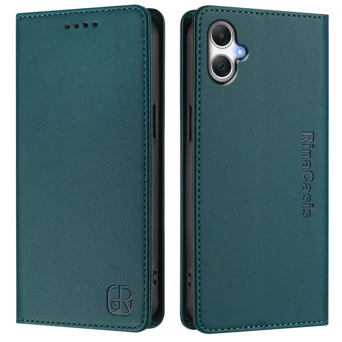 Samsung Galaxy A05 4G Dual-Folded Magnetic Suction RFID Blocking PU Leather Wallet Phone Case with Card Slots, Cash Pocket, Kickstand, Full Protective Flip Cover