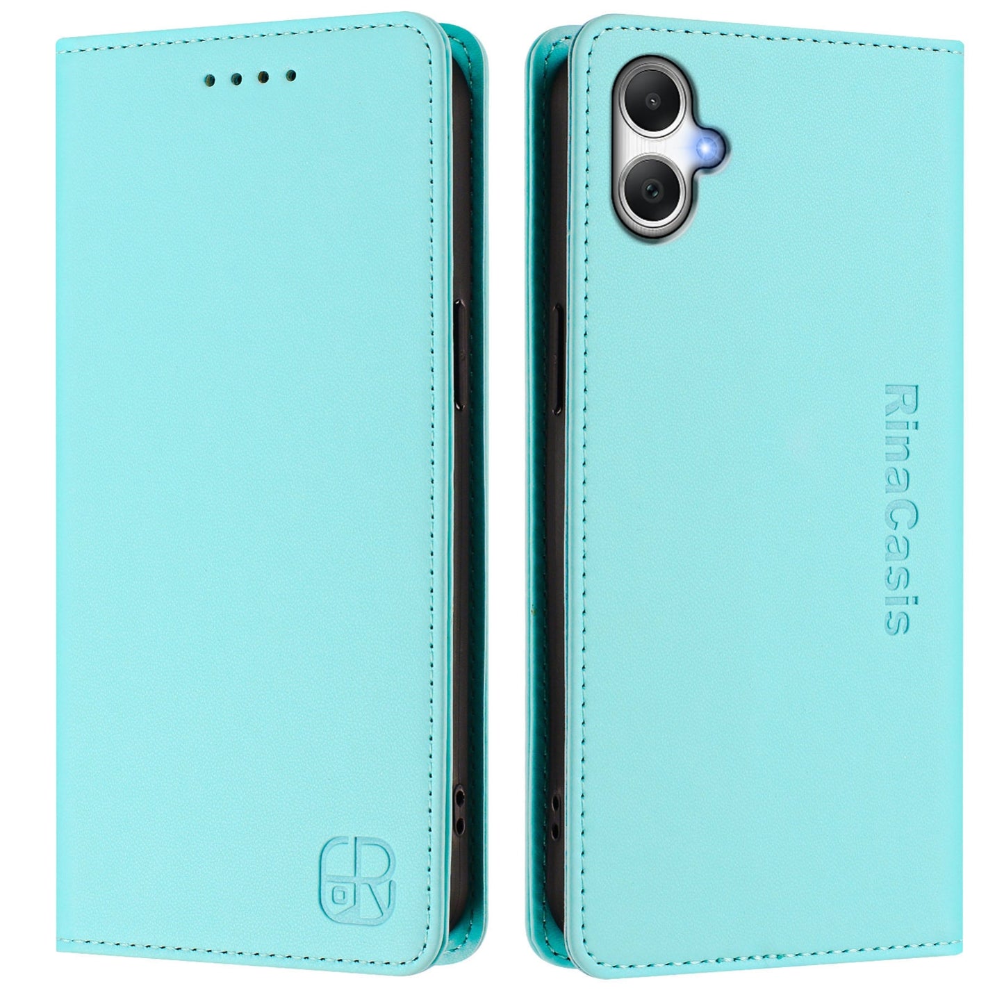 Samsung Galaxy A06 5G Dual-Folded Magnetic Suction RFID Blocking PU Leather Wallet Phone Case with Card Slots, Cash Pocket, Kickstand, Full Protective Flip Cover