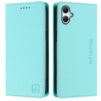 Samsung Galaxy A06 5G Dual-Folded Magnetic Suction RFID Blocking PU Leather Wallet Phone Case with Card Slots, Cash Pocket, Kickstand, Full Protective Flip Cover