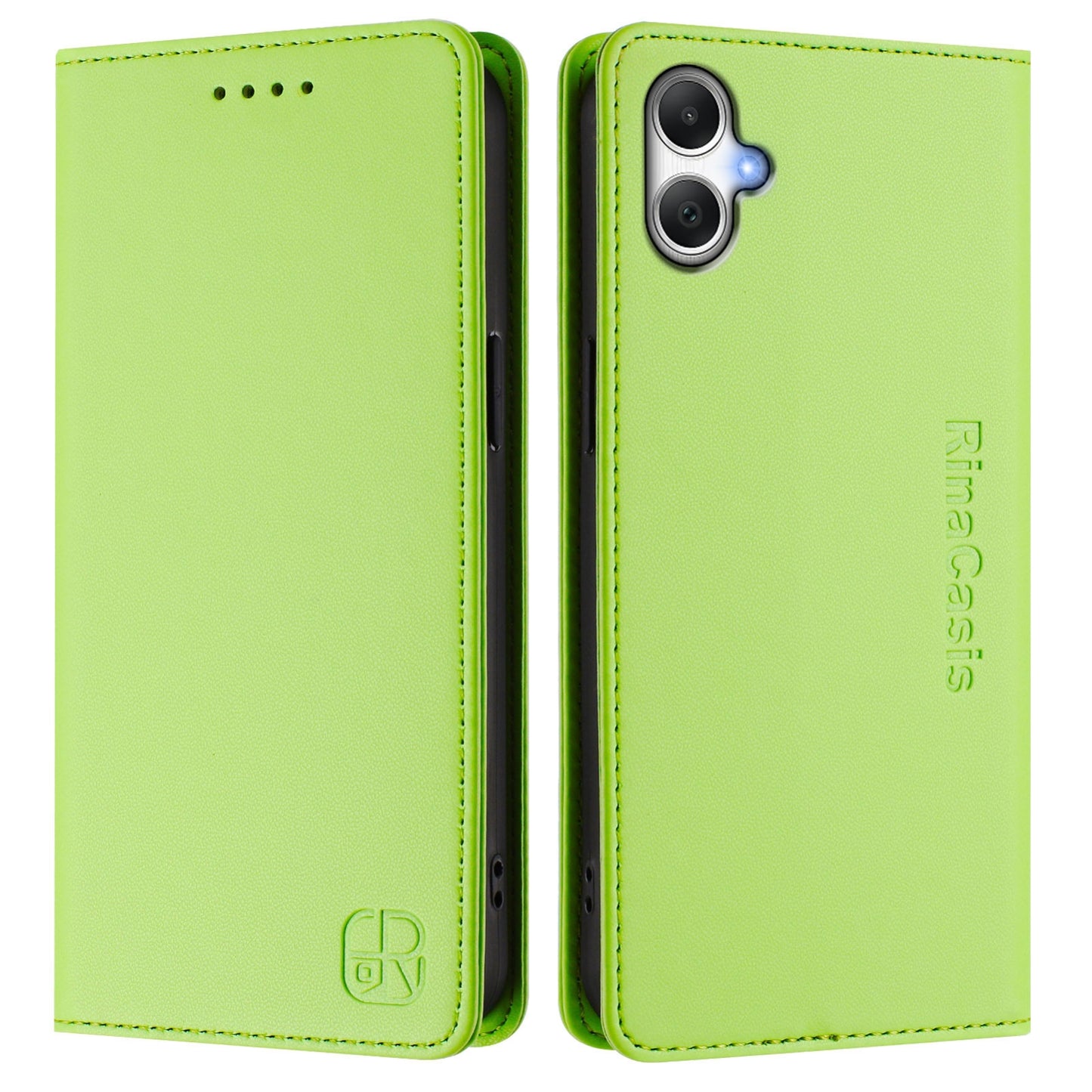 Samsung Galaxy A06 4G Dual-Folded Magnetic Suction RFID Blocking PU Leather Wallet Phone Case with Card Slots, Cash Pocket, Kickstand, Full Protective Flip Cover