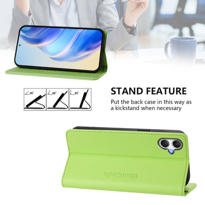 Samsung Galaxy A06 4G Dual-Folded Magnetic Suction RFID Blocking PU Leather Wallet Phone Case with Card Slots, Cash Pocket, Kickstand, Full Protective Flip Cover